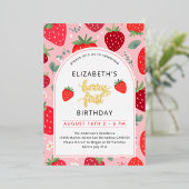 Invitation En Aluminium Berry First Cust 1er Birthday Strawberry Photo (Debout devant)