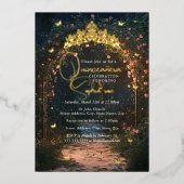 Invitation En Aluminium Beurre d'or fleuri Quinceanera (Recto)