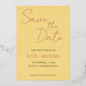 Invitation En Aluminium Beurre Jaune Mariage simple Enregistrer la date (Recto)