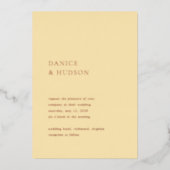 Invitation En Aluminium Beurre minimaliste jaune Mariage moderne (Recto)