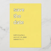 Invitation En Aluminium Beurre simple Jaune Enregistrer la date Foil Invit (Recto)