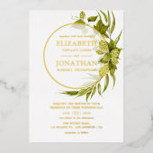 Invitation En Aluminium Bière Willow Greenery Gold Mariage géométrique (Recto)