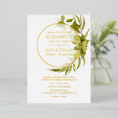 Invitation En Aluminium Bière Willow Greenery Gold Mariage géométrique (Debout devant)