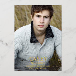 Invitation En Aluminium Big Mod Nom Photo Graduation Party Vertical Dark