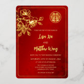 Invitation En Aluminium BIINGUAL | Mariage chinois en fleurs de cerisiers  (Recto)