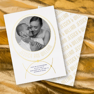 Invitation En Aluminium Bijou de cadre doré inspiré de photo de mariage bl
