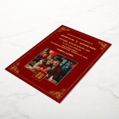 Invitation En Aluminium BILINGUAL Photo Red Gold Chinese Wedding (Rotation)