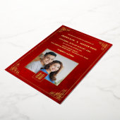 Invitation En Aluminium BILINGUAL Photo Red Gold Chinese Wedding (Rotation)