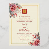 Invitation En Aluminium BILINGUE | Mariage chinois Rose Gold (Recto)
