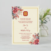 Invitation En Aluminium BILINGUE | Mariage chinois Rose Gold (Debout devant)