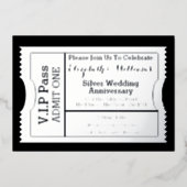 Invitation En Aluminium Billet VIP Pass Anniversaire de Mariage Argent (Recto)