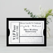Invitation En Aluminium Billet VIP Pass Anniversaire de Mariage Argent (Debout devant)