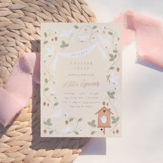 Invitation En Aluminium Birds & Berries Nesting Party Baby Shower