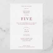 Invitation En Aluminium Birthday Initials 2 Photos Rose Gold Effect Floral (Verso)
