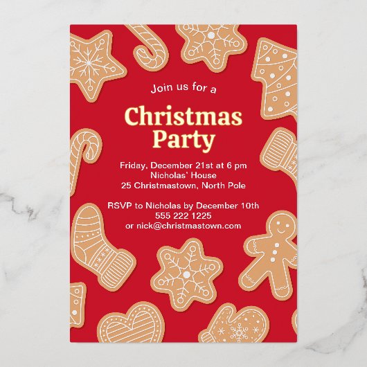 Invitation En Aluminium Biscuits de pain d'épice de Noël doux (Recto)