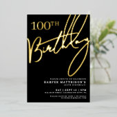 Invitation En Aluminium Black 100th Birthday Gold (Debout devant)
