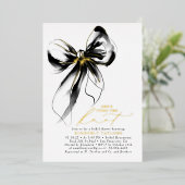 Invitation En Aluminium Black and Gold Bow Elegant Whimsical Bridal Shower (Debout devant)