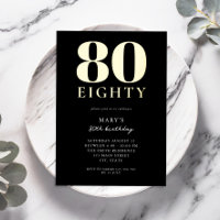 Black and Gold Elegant 80e anniversaire moderne