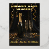 Invitation En Aluminium Black and Gold Elegant New Years Eve Party (Recto)