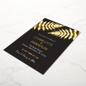 Invitation En Aluminium Black and Gold Ferns Extérieur Mariage Gold (Rotation)