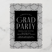 Invitation En Aluminium Black and Gold Foil 3 Photo Graduation Party (Verso)