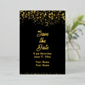 Invitation En Aluminium Black and Gold Foil Enregistrer la date (Debout devant)