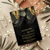 Invitation En Aluminium Black and Gold Tropical Destination Mariage Foil I