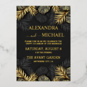 Invitation En Aluminium Black and Gold Tropical Destination Wedding Invit (Recto)