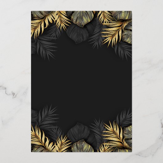 Invitation En Aluminium Black and Gold Tropical Destination Wedding Invit (Verso)