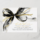 Invitation En Aluminium Black Bow Elegant Romantic Modern Bridal Shower (Recto)