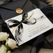 Invitation En Aluminium Black Bow Elegant Romantic Modern Bridal Shower
