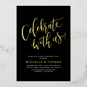 Invitation En Aluminium Black Celebration With Us Modern Simple Fiançaille