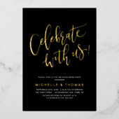 Invitation En Aluminium Black Celebration With Us Modern Simple Fiançaille (Recto)
