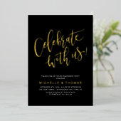 Invitation En Aluminium Black Celebration With Us Modern Simple Fiançaille (Debout devant)