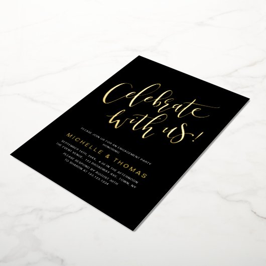Invitation En Aluminium Black Celebration With Us Modern Simple Fiançaille (Rotation)