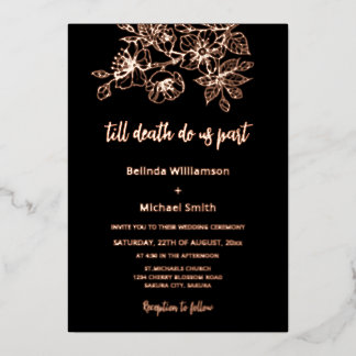 Invitation En Aluminium Black Copper Floral | Goth Wedding