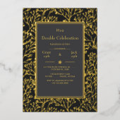 Invitation En Aluminium Black Elegant Double Celebration Anniversaire (Recto)