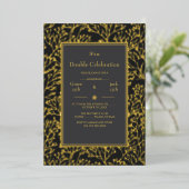 Invitation En Aluminium Black Elegant Double Celebration Anniversaire (Debout devant)