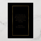 Invitation En Aluminium Black Elegant Foil Frontière Photo Université Grad (Verso)