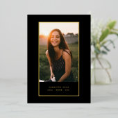 Invitation En Aluminium Black Elegant Foil Frontière Photo Université Grad (Debout devant)