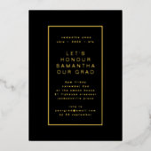 Invitation En Aluminium Black Elegant Gold Frontière Photo University Grad (Recto)