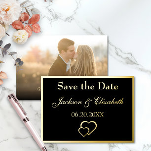 Invitation En Aluminium Black Elegant Modern Photo Wedding Enregistrer la