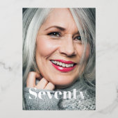 Invitation En Aluminium Black Elegant Photo moderne 70e anniversaire (Recto)