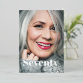 Invitation En Aluminium Black Elegant Photo moderne 70e anniversaire (Debout devant)