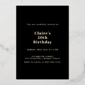 Invitation En Aluminium Black Elegant Photo moderne 70e anniversaire (Verso)