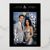 Invitation En Aluminium Black Exquisite Embellished Tulips Frame Photo (Recto)