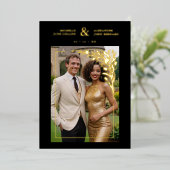 Invitation En Aluminium Black Exquisite Ornate Tulips Frame Photo Wedding  (Debout devant)