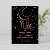Invitation En Aluminium Black Foil Céleste Lune Anniversaire Foil Invitati (Debout devant)