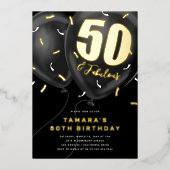 Invitation En Aluminium Black Gold 50th Birthday Party (Recto)