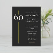 Invitation En Aluminium Black Gold 60th Milestone Birthday Celebration (Debout devant)